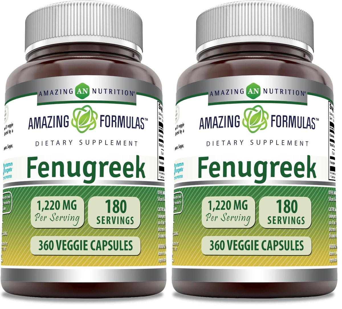 Amazing Nutrition fenugreek seed bottle showing 610 mg per serving for daily use.