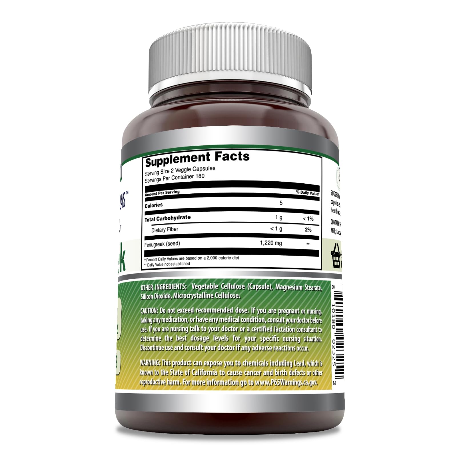 Amazing Nutrition fenugreek seed capsules designed for easy daily supplementation.