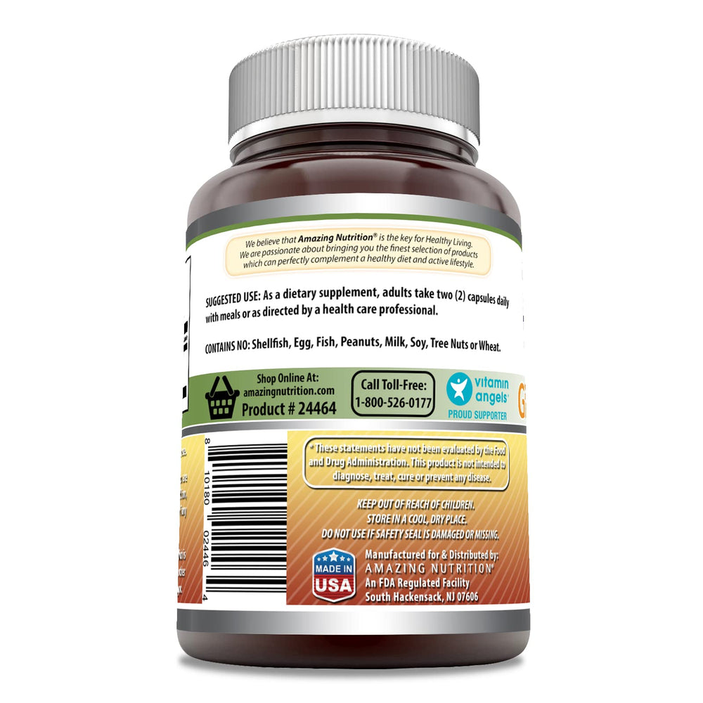 Amazing Nutrition Ginseng Complex capsules close-up, showing easy-to-swallow form and potency.