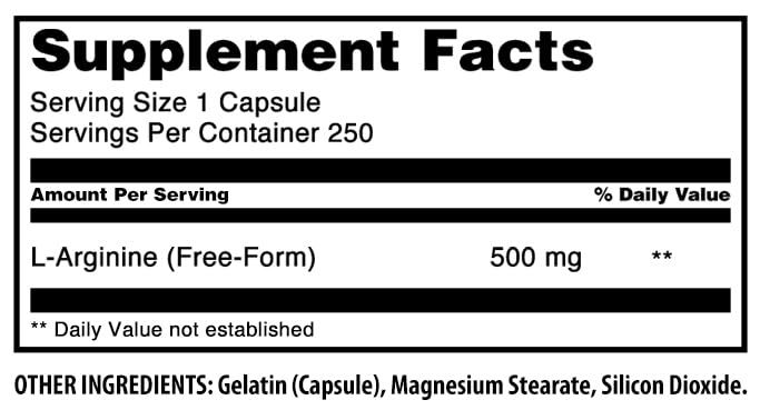 Amazing Nutrition L-Arginine label with gluten-free and non-GMO badges