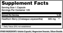 Amazing Nutrition Hawthorn Berries label shows Non-GMO and Gluten-Free seals.