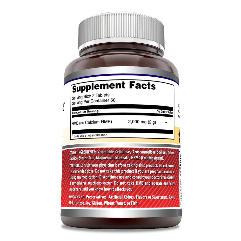 Amazing Nutrition HMB bottle side label highlighting gluten-free, non-GMO formula for athletes