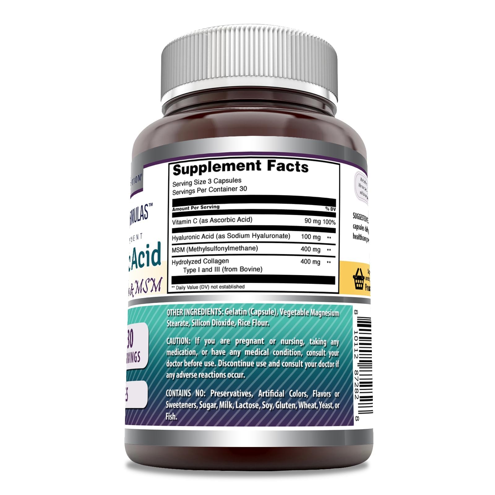 Amazing Nutrition Hyaluronic Acid Super Complex capsules close-up, easy-to-swallow design
