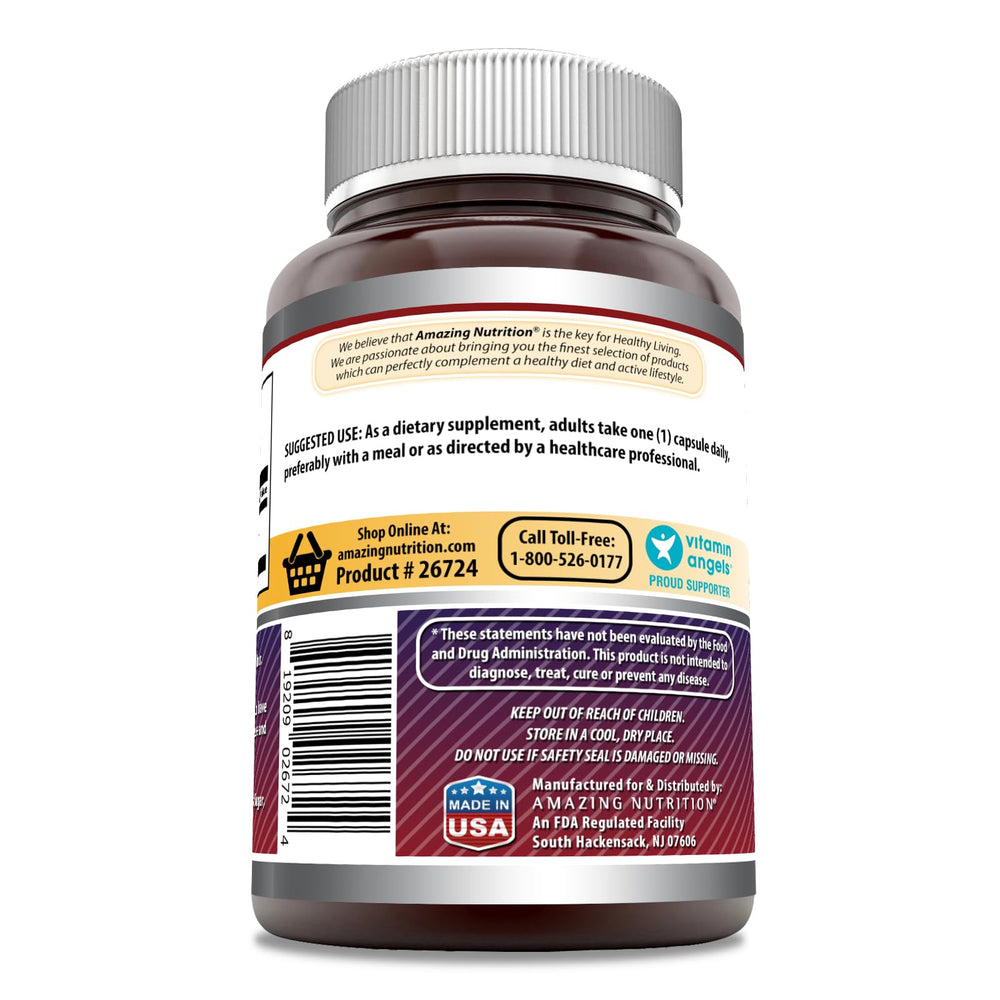 Amazing Nutrition Inositol 500 mg capsules close-up, illustrating easy daily capsule intake.