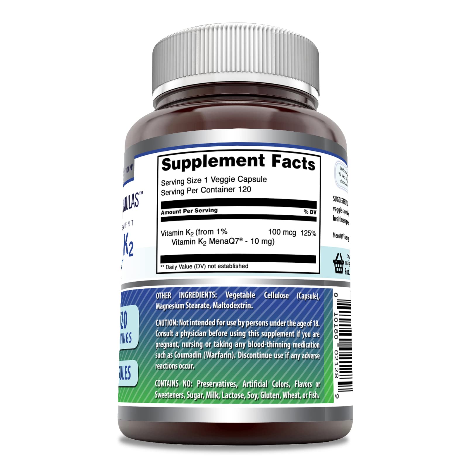 Amazing Nutrition MK7 label close-up showing supplement details and potency