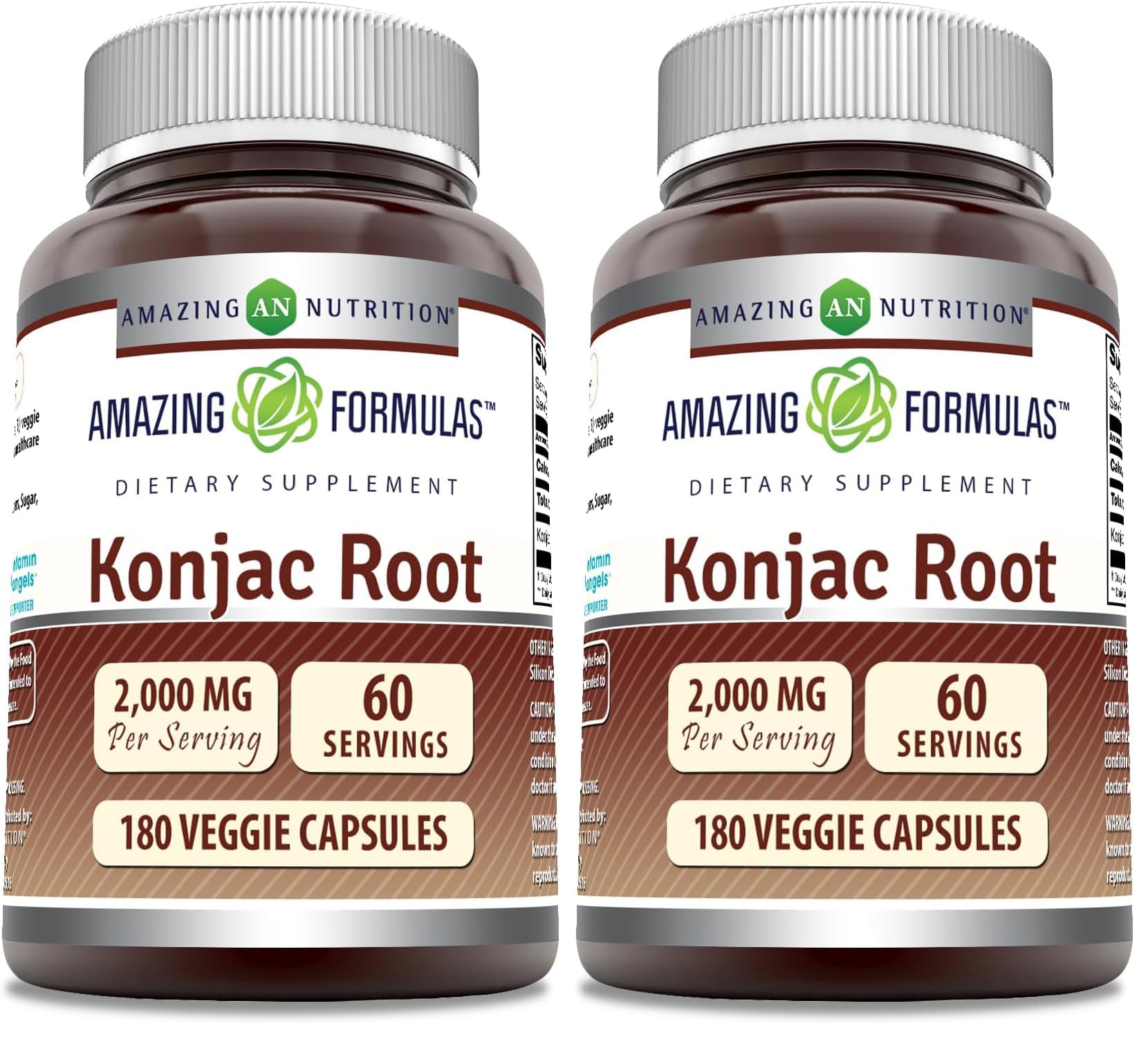 Amazing Nutrition Konjac Root Supplement bottle front showing 2000 mg per serving for daily fiber support
