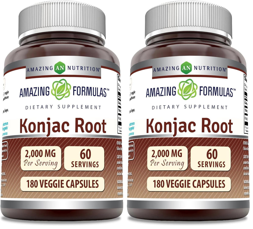 Amazing Nutrition Konjac Root Supplement bottle front showing 2000 mg per serving for daily fiber support
