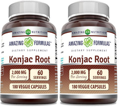 Amazing Nutrition Konjac Root Supplement bottle front showing 2000 mg per serving for daily fiber support