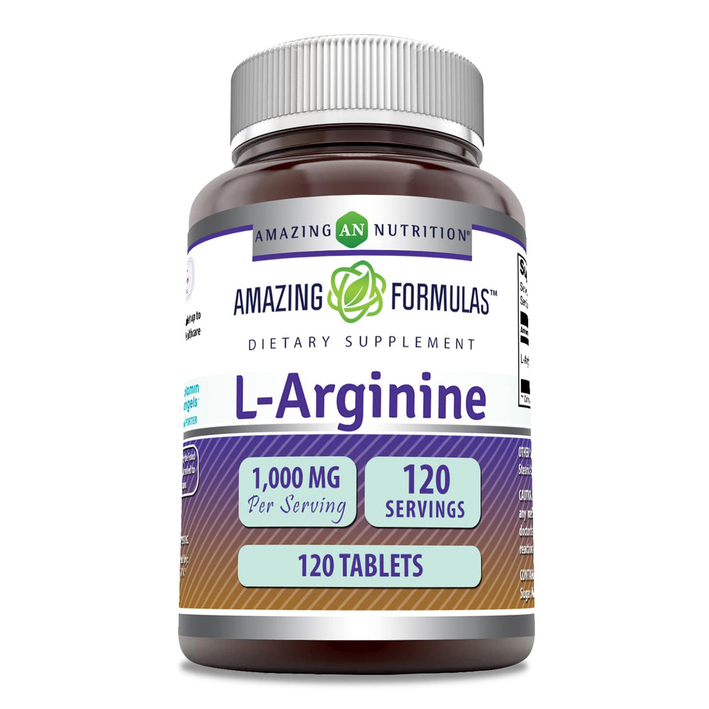 Amazing Nutrition L-Arginine bottle front view for daily amino acid support.