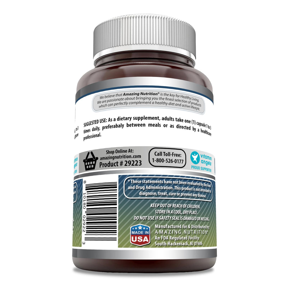 Close-up of Amazing Nutrition L-Glutamine capsules, 500 mg each