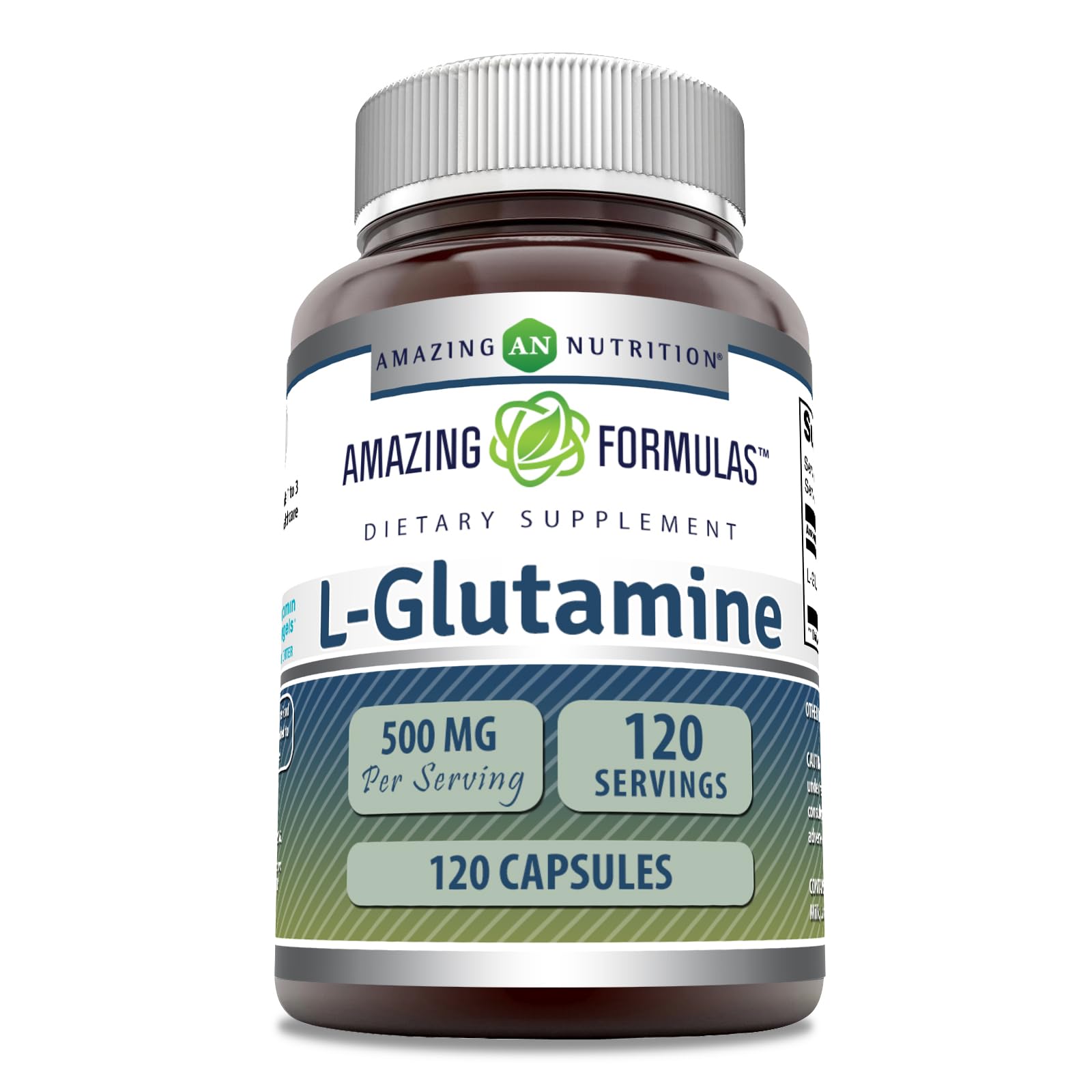 Amazing Nutrition L-Glutamine capsules bottle front view for daily supplementation