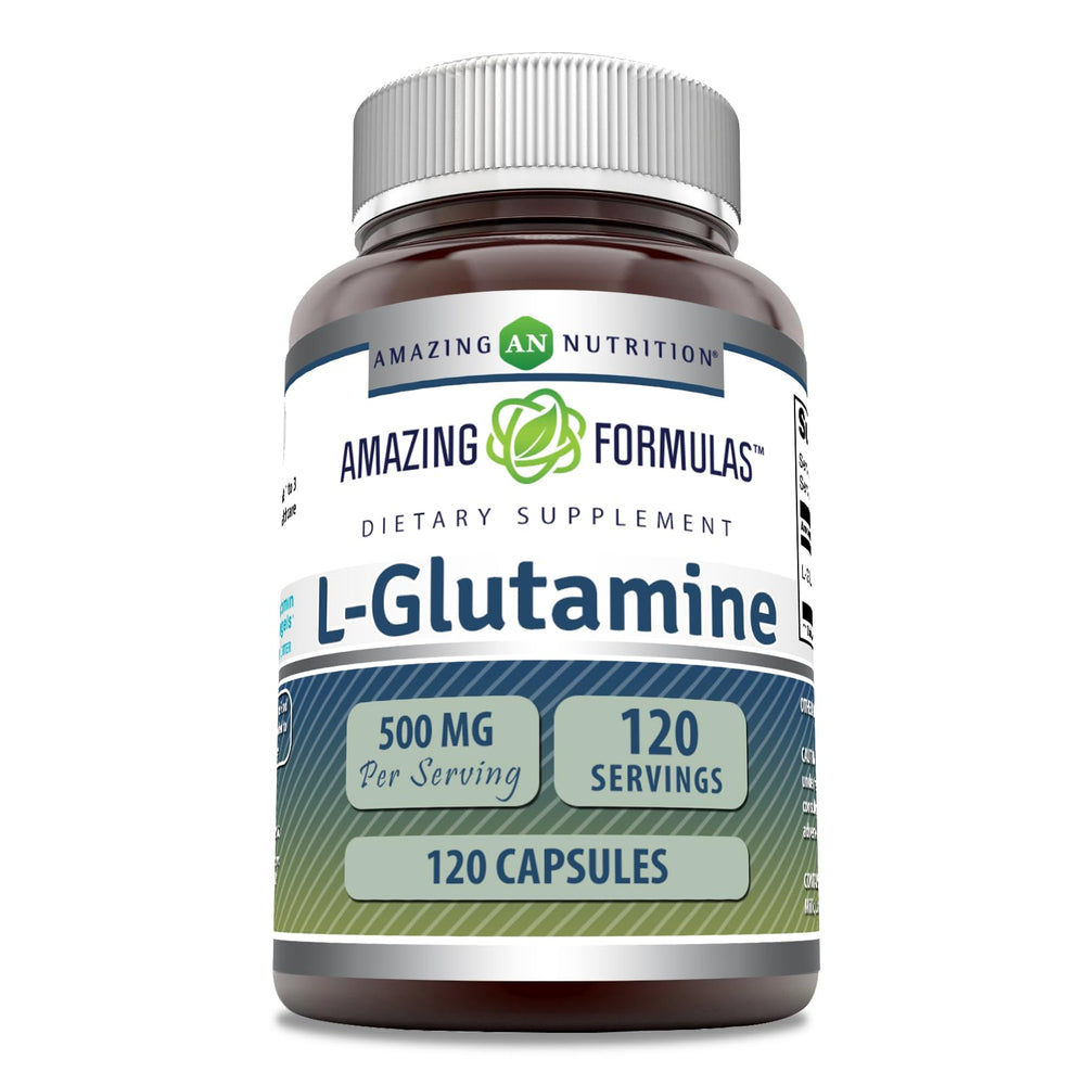 Amazing Nutrition L-Glutamine capsules bottle front view for daily supplementation