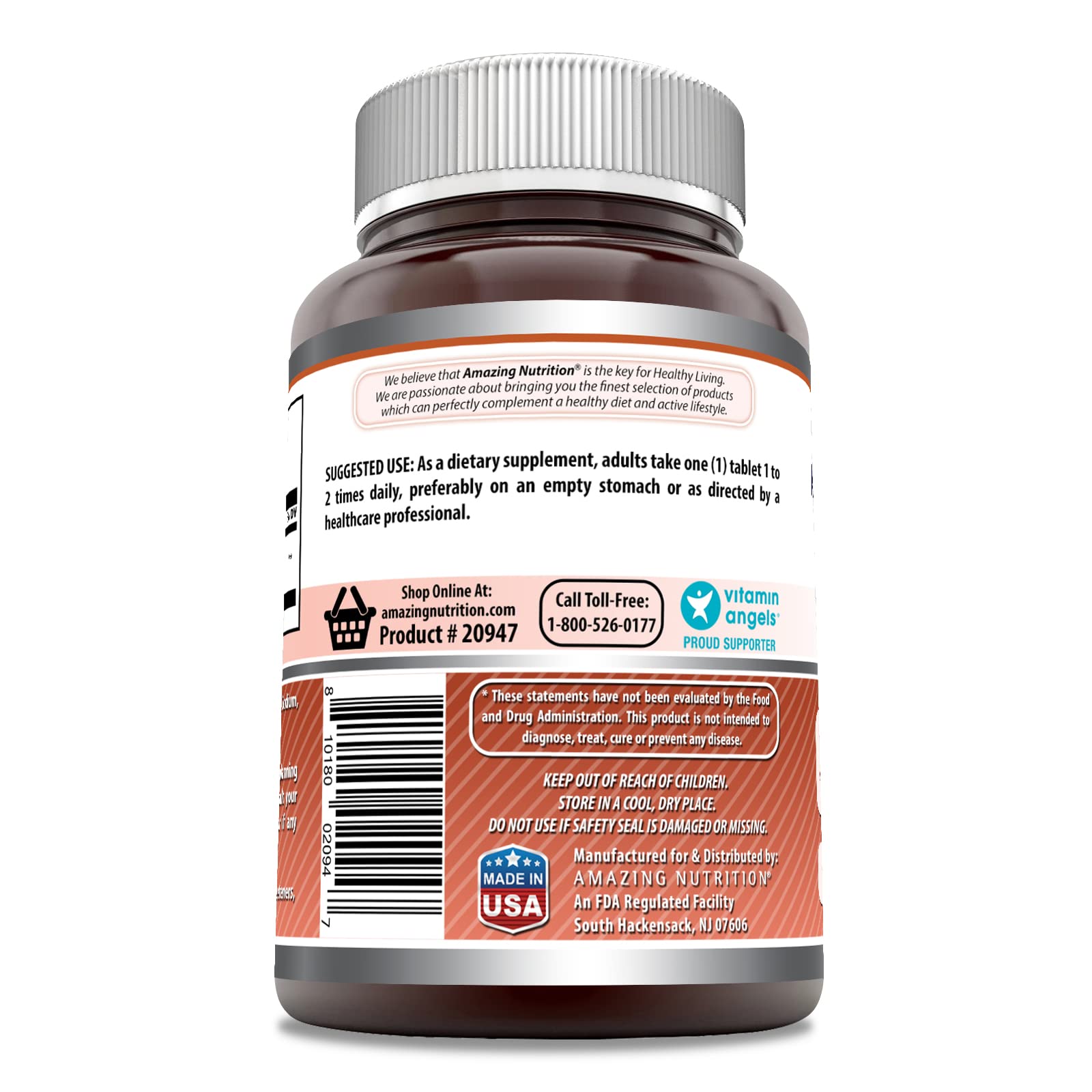 Etiqueta de Amazing Nutrition L-Lisina, libre de gluten