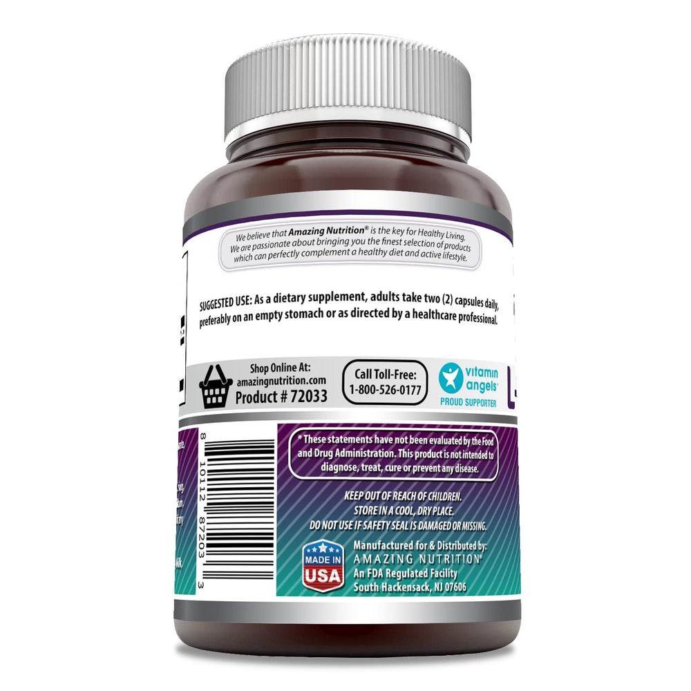 Amazing Nutrition L-Methionine capsule view highlights 1000 mg per capsule