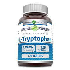 Amazing Nutrition L-Tryptophan 1000mg tablets bottle on a clean surface for daily wellness