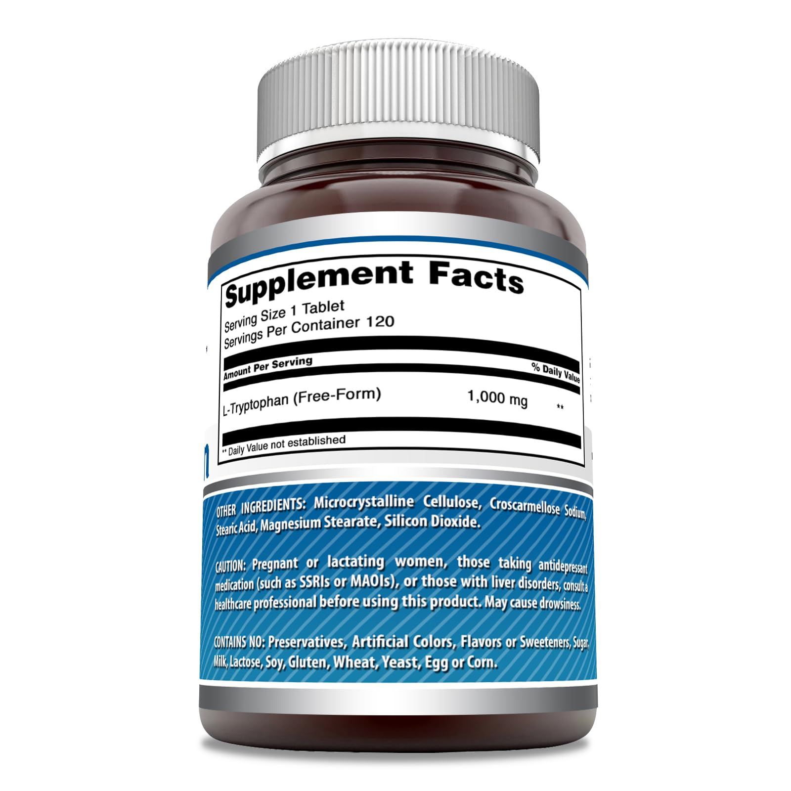Amazing Nutrition L-Tryptophan tablets close-up showing uniform shape and potency