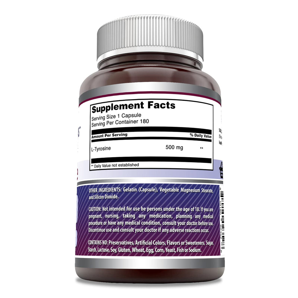 Amazing Nutrition L-Tyrosine capsules close-up ready for simple daily use.