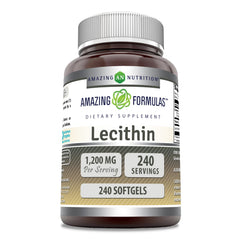 Amazing Nutrition Lecithin 1200 mg softgel bottle for easy daily use.