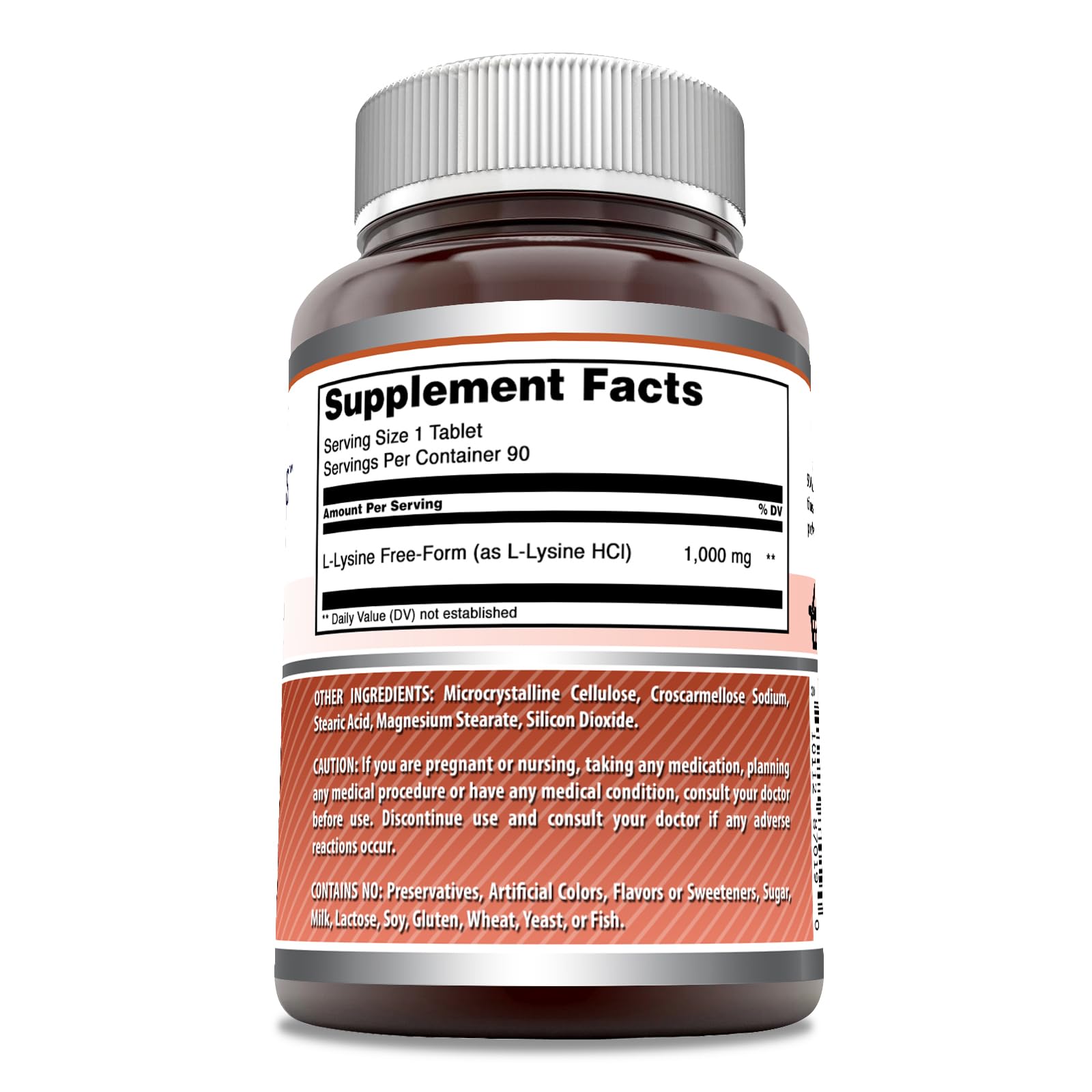 Amazing Nutrition L-Lysine 1000mg tablet closeup highlighting GMP quality for reliable immune balance