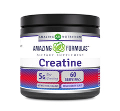 Amazing Nutrition micronized creatine monohydrate powder in a tub, easy to mix for workouts.
