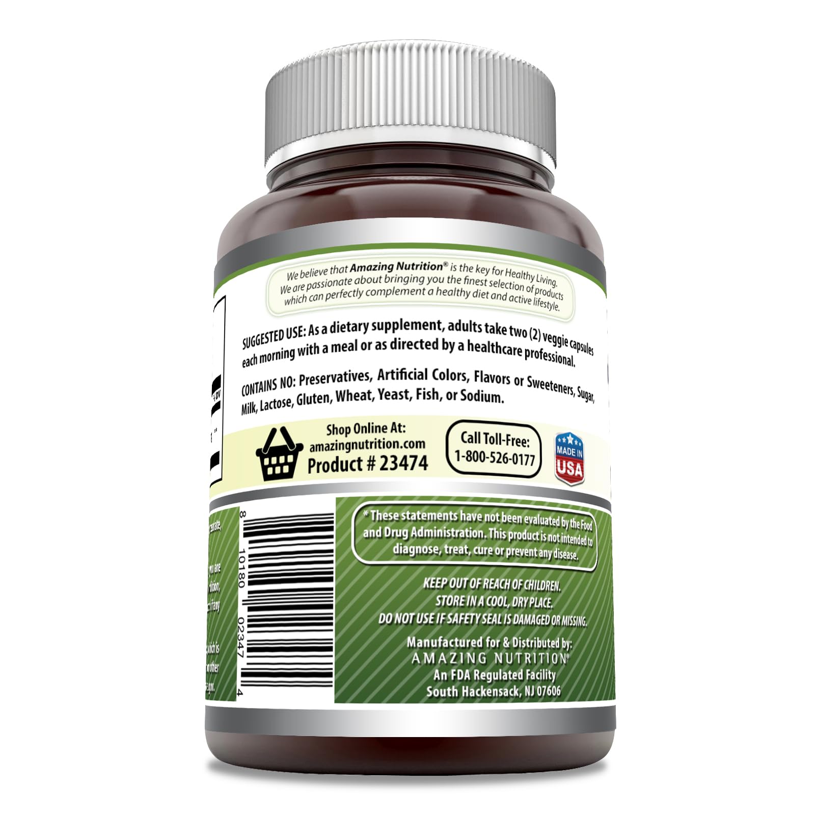 Amazing Nutrition Moringa capsules per serving image emphasizing veggie capsules.