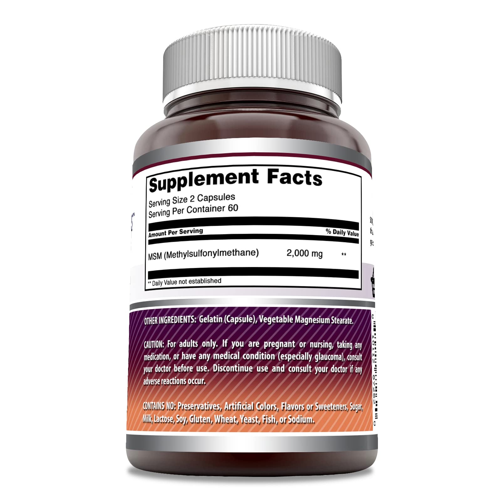 Amazing Nutrition MSM 2000 mg bottle front showing USA-made formulation.