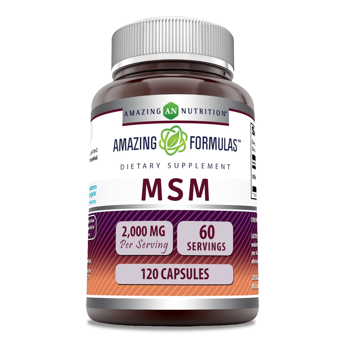 Amazing Nutrition MSM 2000 mg capsules close-up for daily wellness routine.