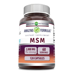 Amazing Nutrition MSM 2000 mg capsules close-up for daily wellness routine.