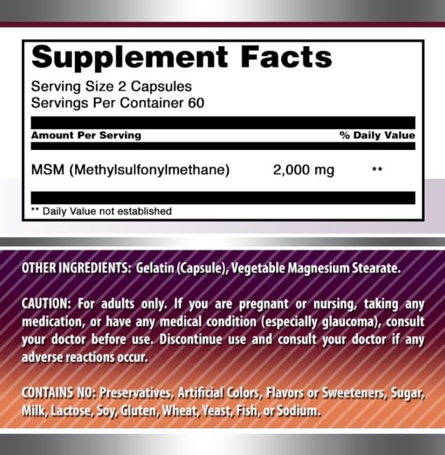 Amazing Nutrition MSM packaging with third-party testing seal.