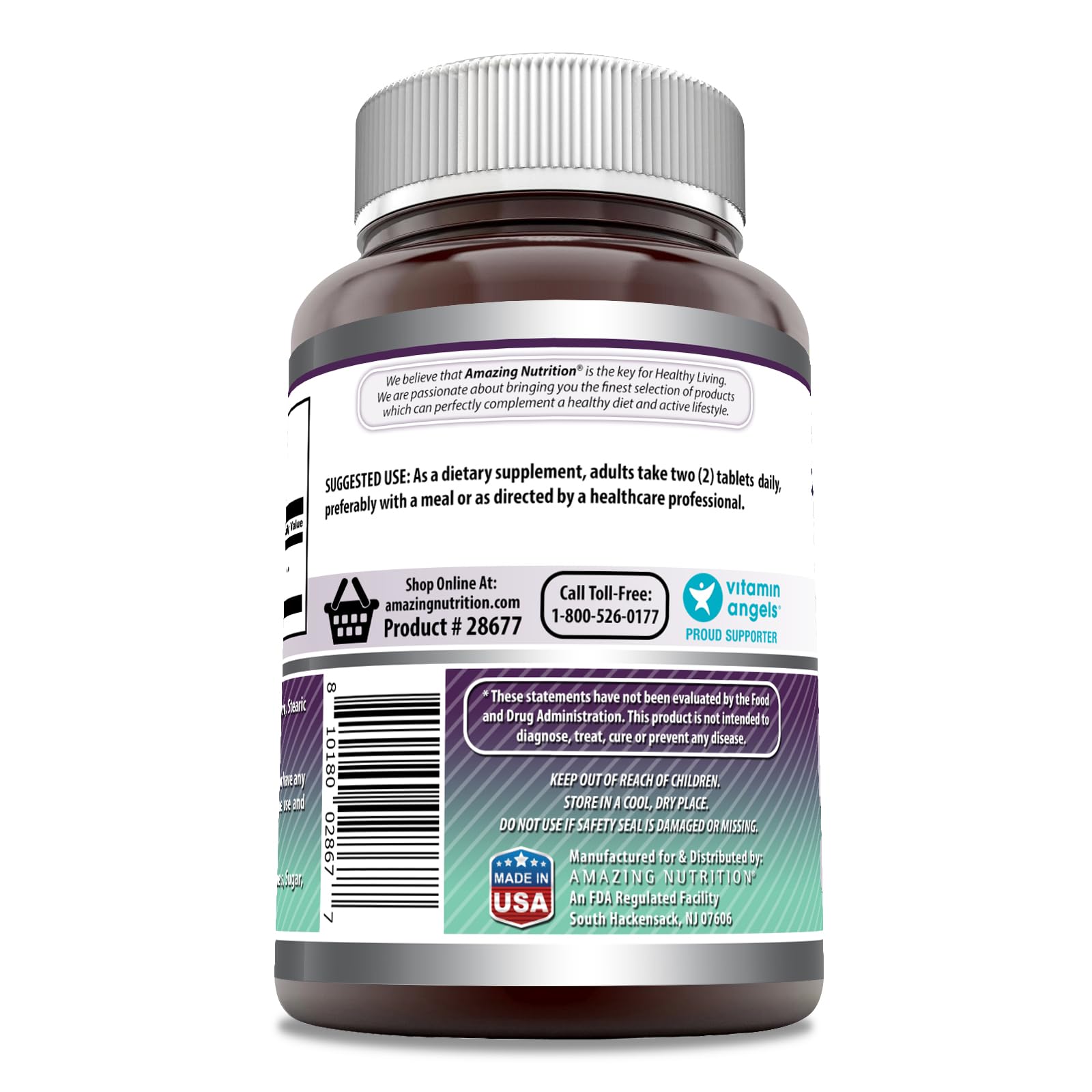 MSM bottle back label highlights gluten-free and non-GMO ingredients