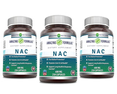 Amazing Nutrition NAC 600mg capsule bottle highlighting purity and potency for daily wellness.