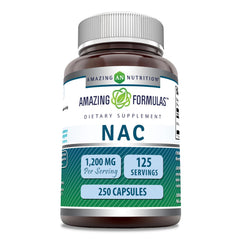 Amazing Nutrition NAC bottle front showing 600 mg per serving, gluten-free.