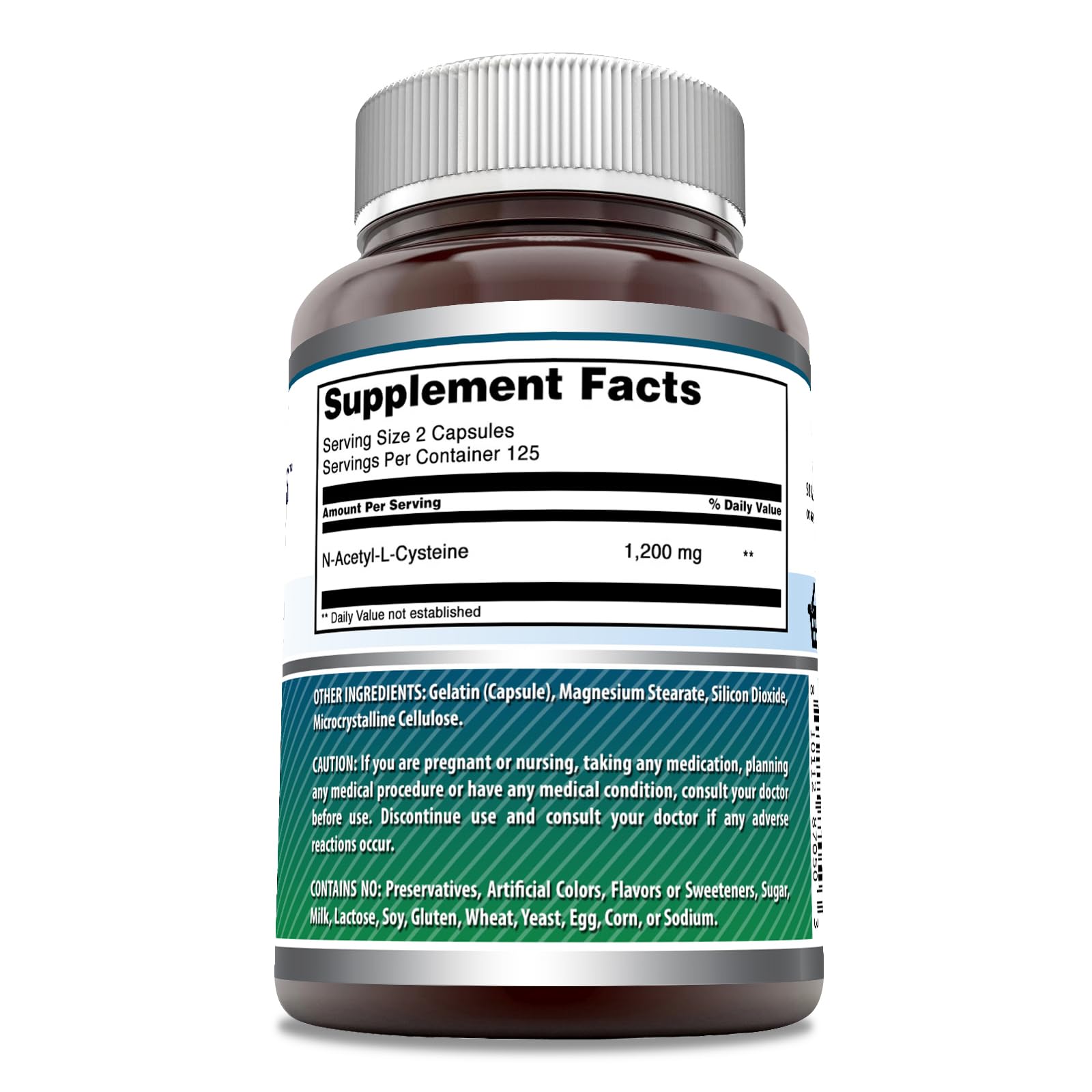 Amazing Nutrition NAC capsules close-up, non-GMO formula.