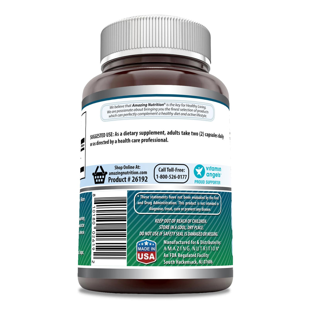 Amazing Nutrition NAC label close-up with gluten-free and third-party tested.