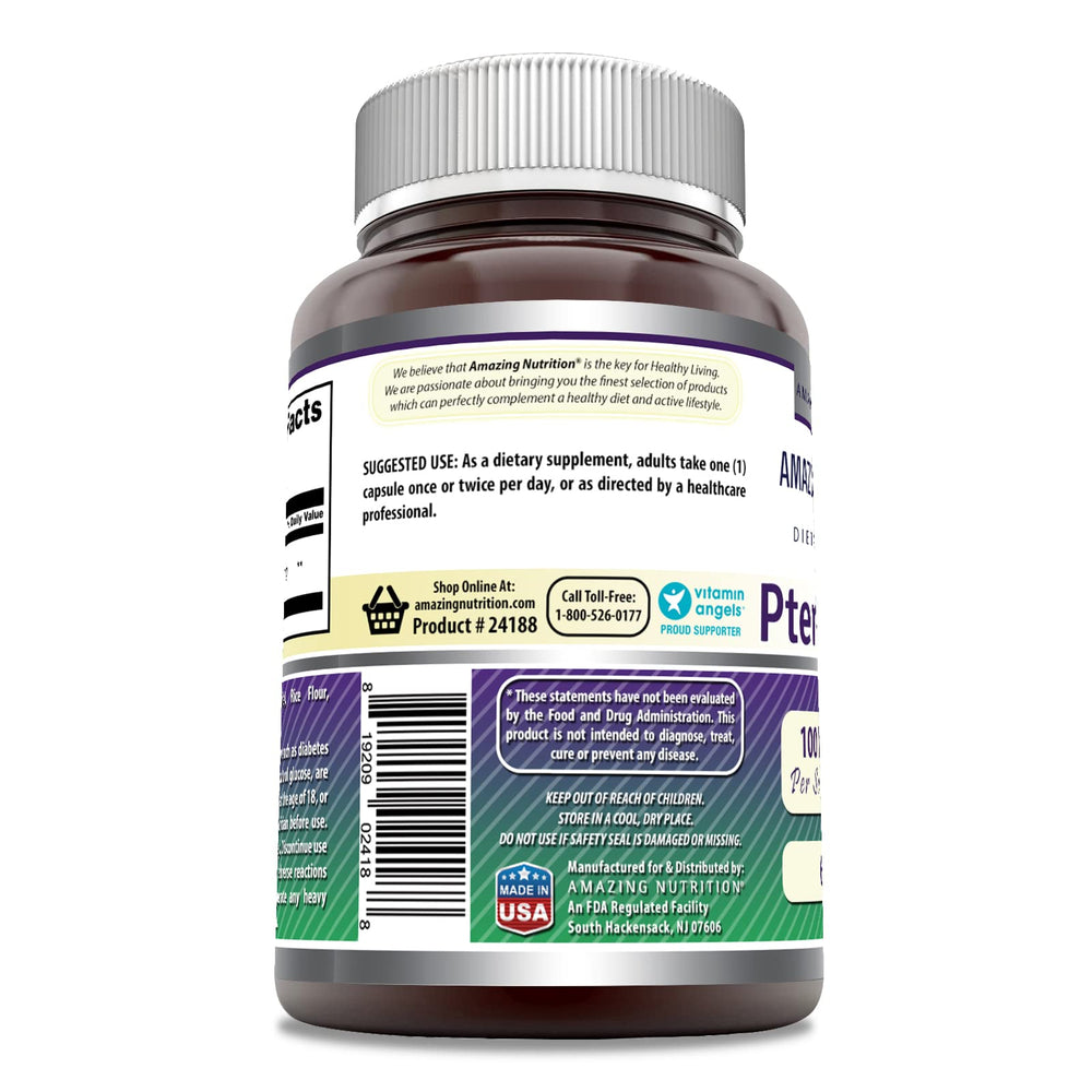 Amazing Nutrition Pterostilbene capsule closeup highlighting purity and potency