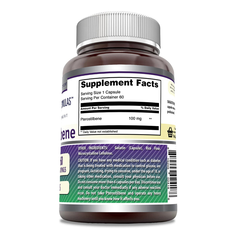 Amazing Nutrition Pterostilbene non-GMO gluten-free label for clean ingredients