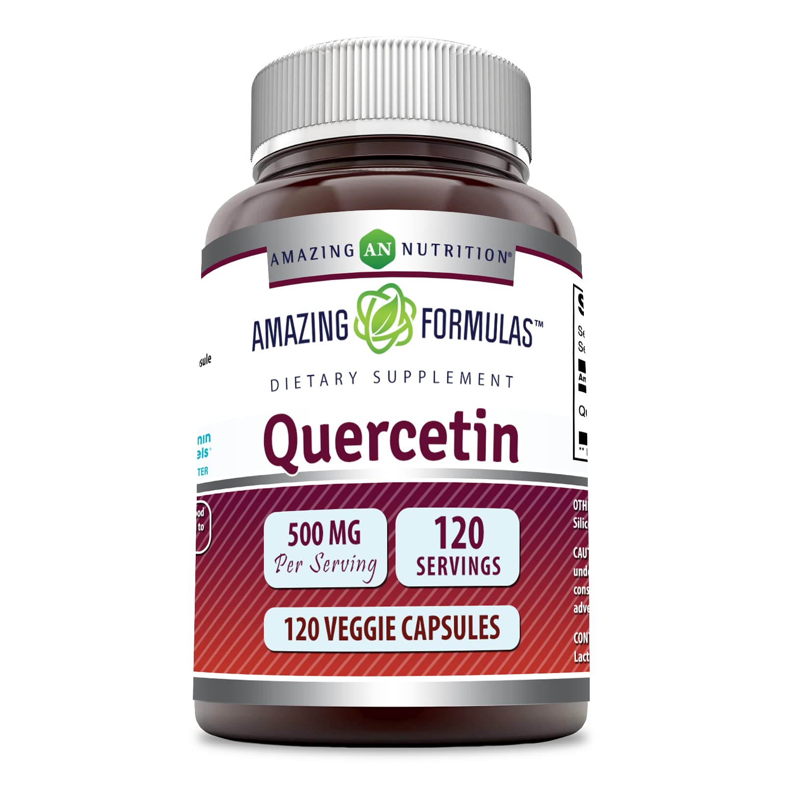 Amazing Nutrition Quercetin 500mg bottle with veggie capsules for daily wellness