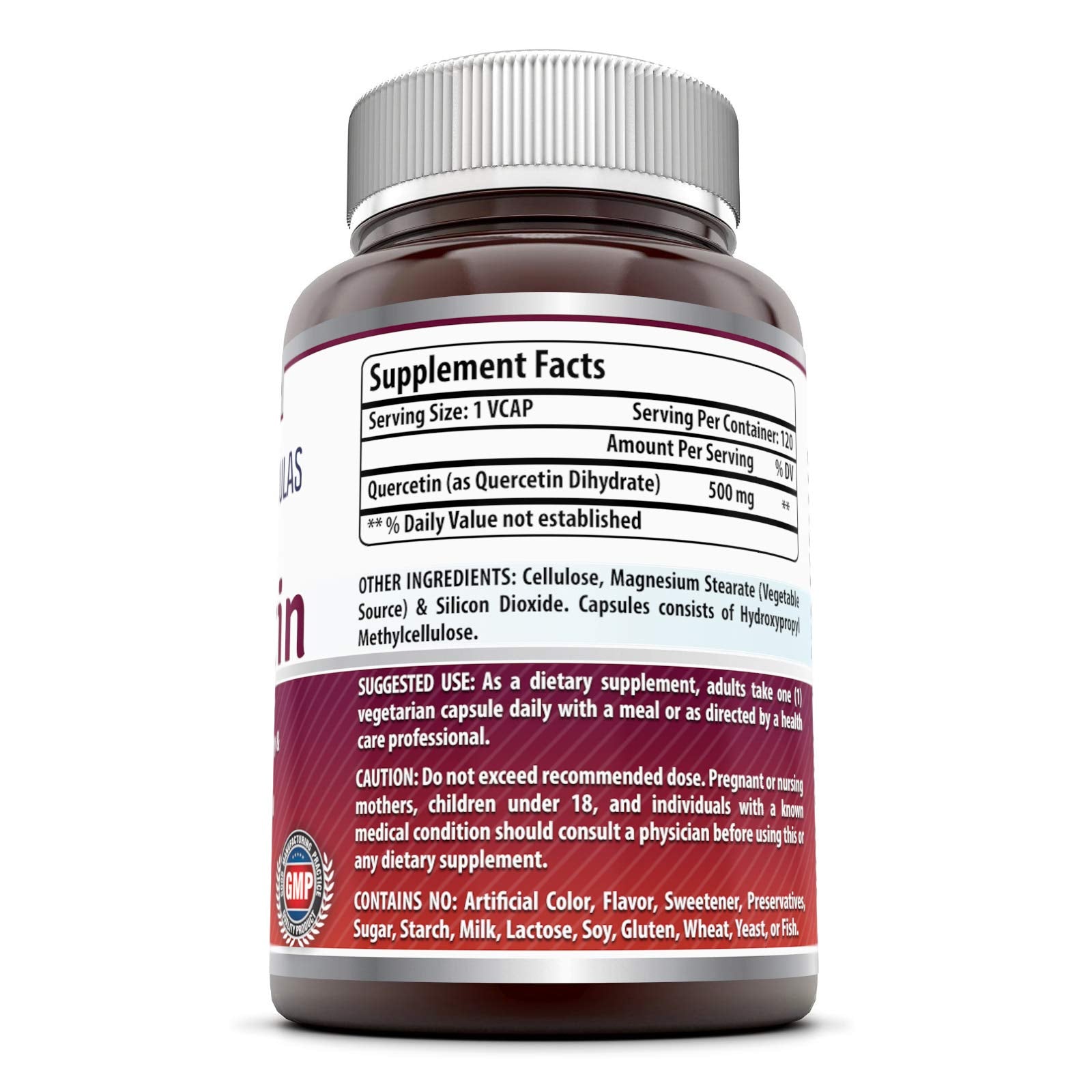 Amazing Nutrition Quercetin 500mg capsules in a bottle for easy dosing