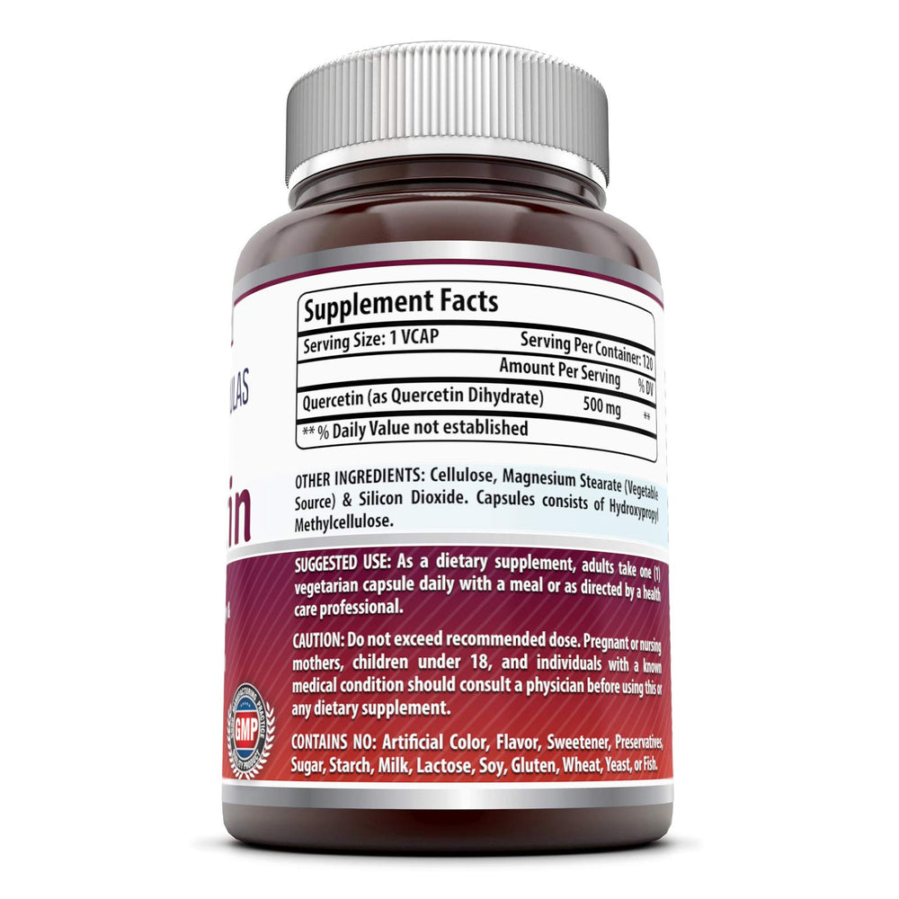 Amazing Nutrition Quercetin 500mg capsules in a bottle for easy dosing