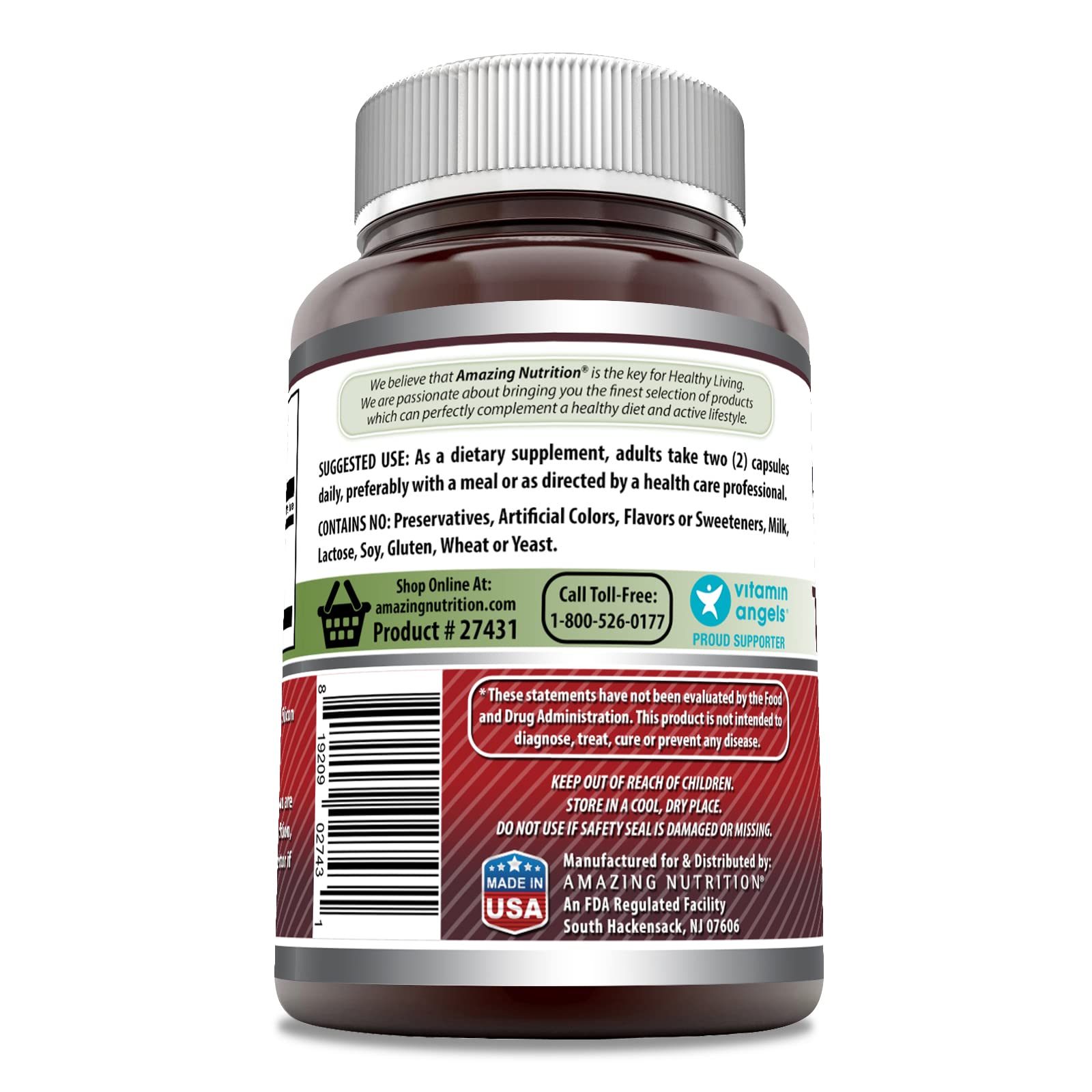 Amazing Nutrition Tart Cherry Extract capsules inside, convenient daily supplementation.