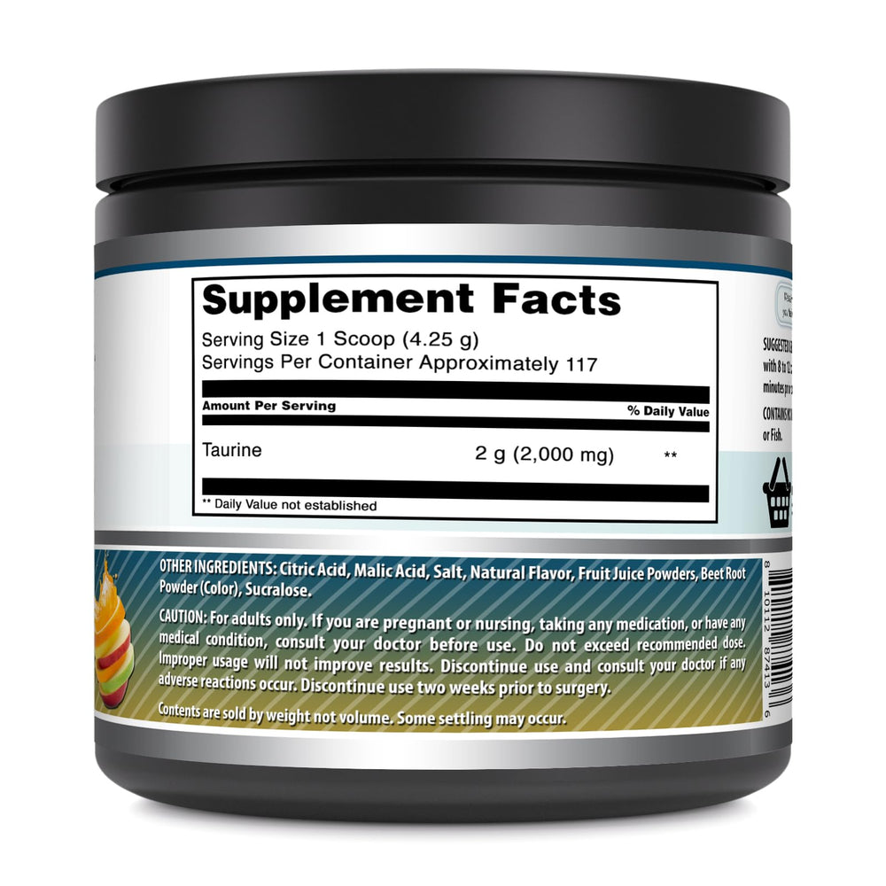 Amazing Nutrition Taurine powder scoop close-up for convenient serving.