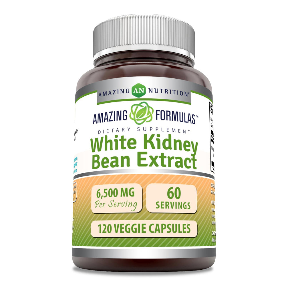 Amazing Nutrition white kidney bean extract bottle shows convenient daily supplement for balanced meals.