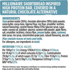 AmazValue Trek High Protein Millionaire Shortbread gluten-free label for inclusive snacking.