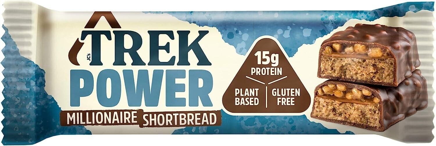 AmazValue Trek High Protein Millionaire Shortbread ingredients close-up with natural plant-based components.