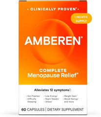 Amberen menopause bottle front for daily balance support and easy access.