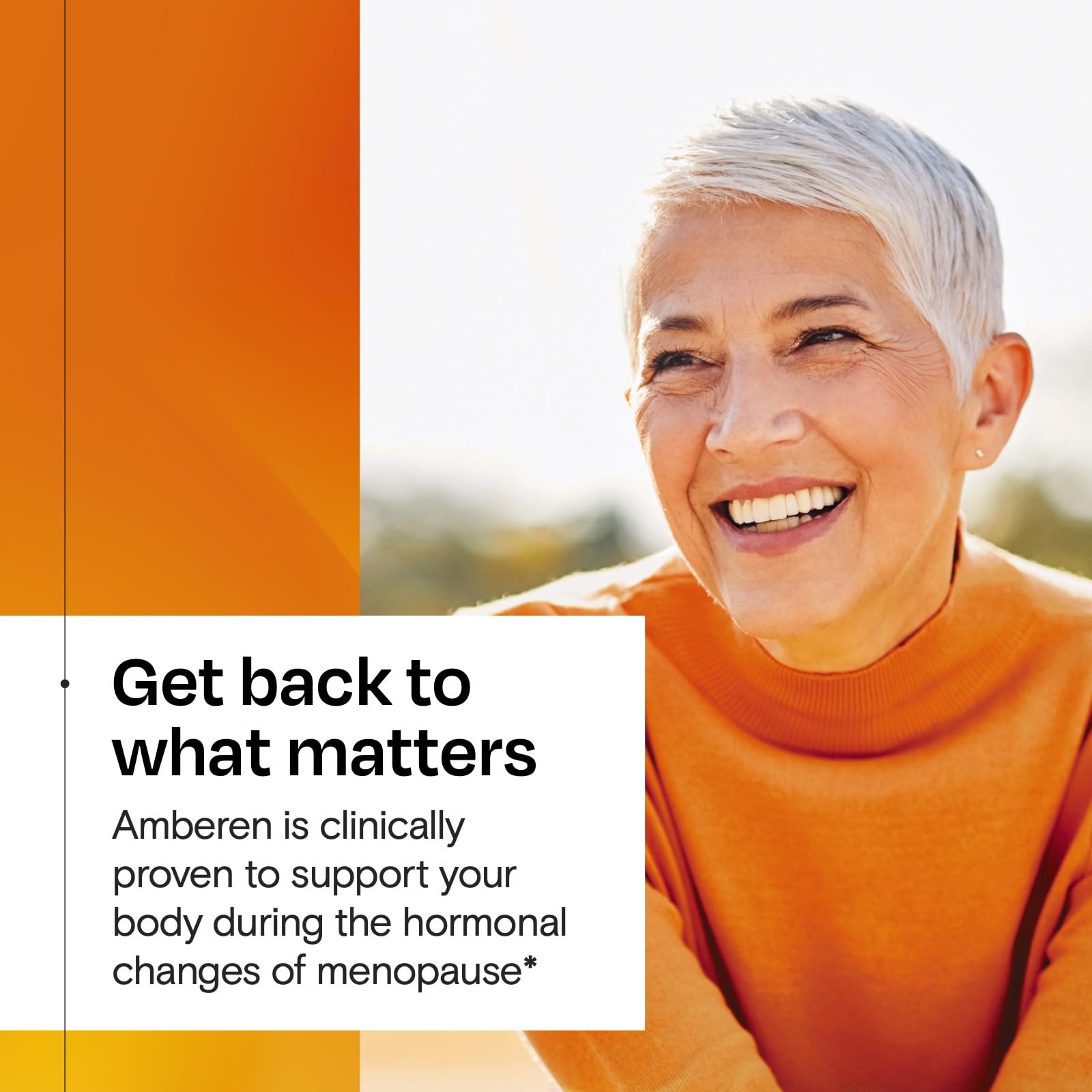 Amberen menopause capsules closeup emphasizes convenient daily intake.