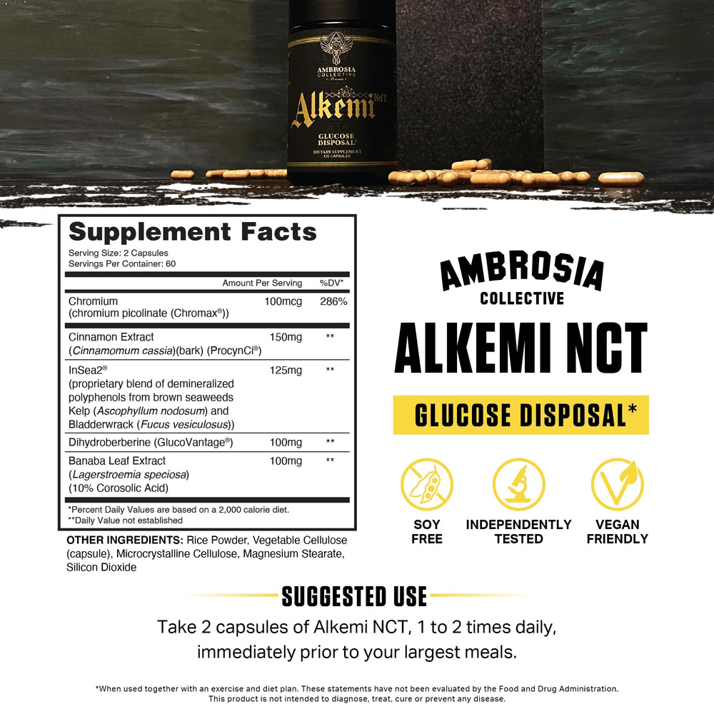 Ambrosia Alkemi NCT powder scoop highlights easy portion control for a protein-rich routine