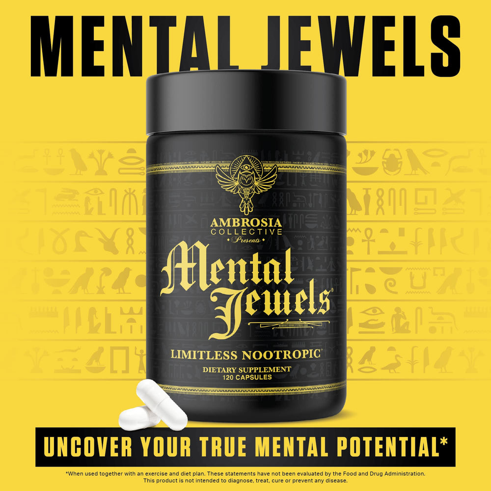 Ambrosia Mental Jewels set for daily routine on a desk