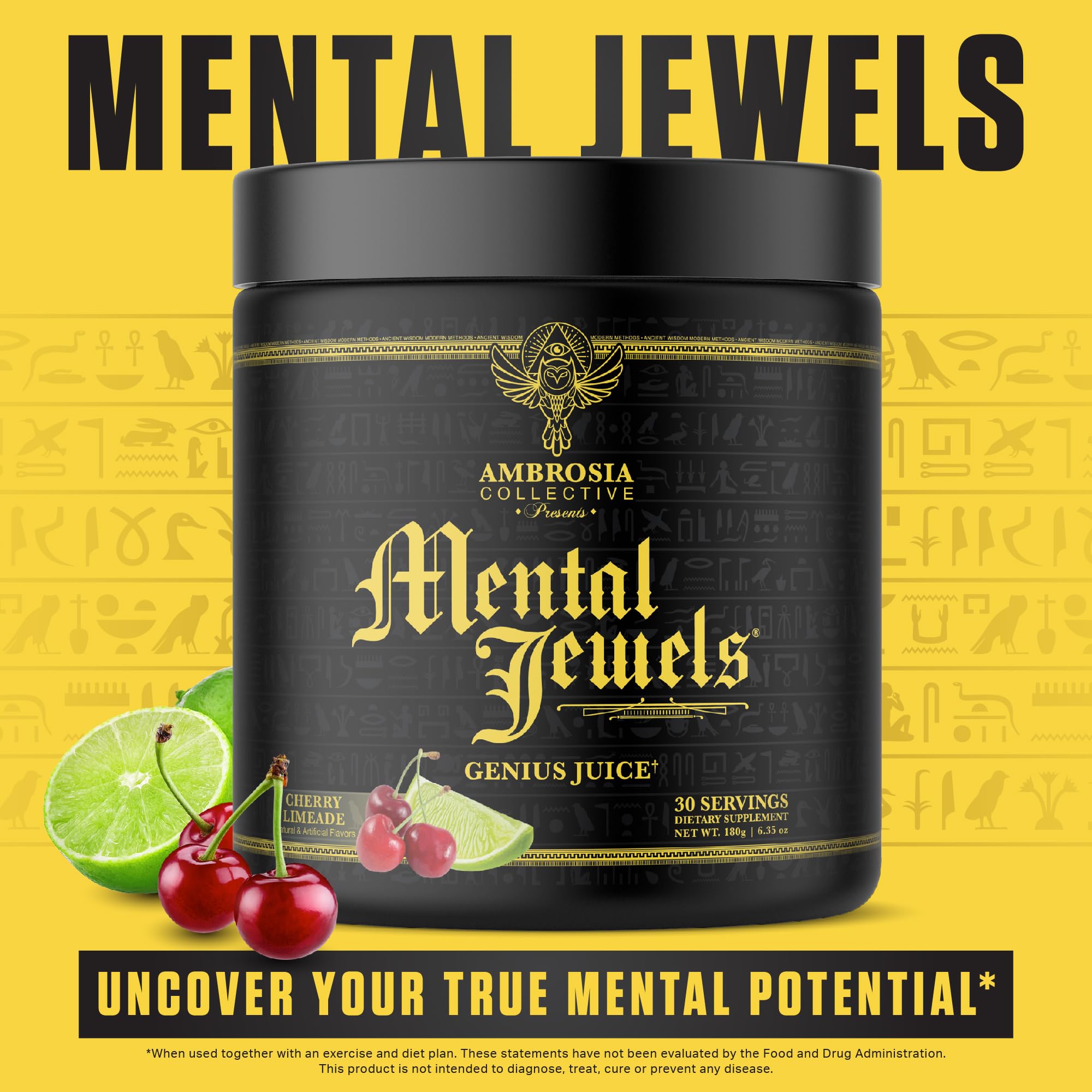 Ambrosia Mental Jewels packaging box signals premium cognitive support.