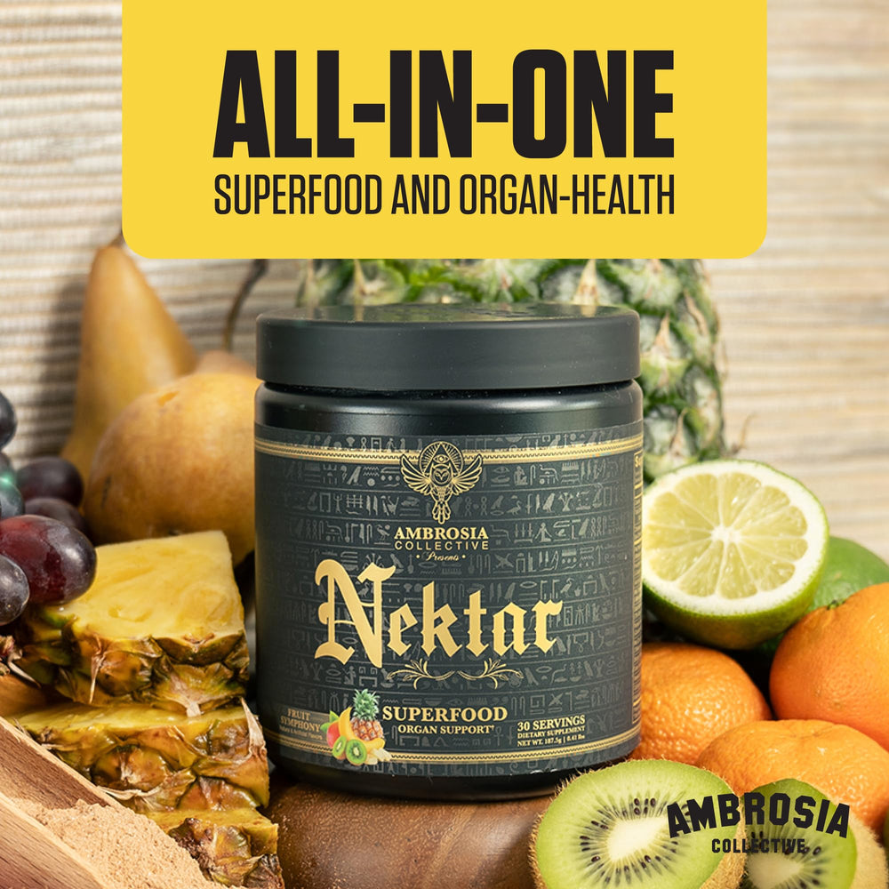 Ambrosia Nektar label closeup showing ingredients and certification